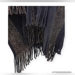 Kollie More Black Gold Glitter Open Front Wrap Shawl Poncho Fringe One Size NWOT Photo 6