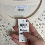 Charter Club Cotton blend Ivory Pearl Beaded Cardigan Button closure size S Photo 7