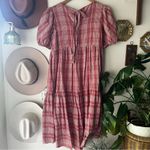 English Factory PLAID TIERED MIDI DRESS IN ROSE Women’s SIZE LARGE prairie Photo 2