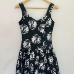 Laura Ashley Vintage Black Floral Mini Dress Fitted Silhouette Drop Waist Sweetheart Photo 2