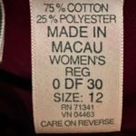 VTG L.L. Bean Cotton Blend oxblood velvet floral embossed long sleeve MAXI 12 Red Photo 6