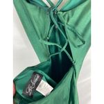 La Femme  Emerald Green Satin Lace Up Back Maxi Gown Size 8 Photo 8