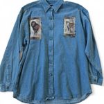 Sierra Pacific Denim Button Up Shirt Patchwork Africa Safari Animal Large Cotton Blue Photo 0