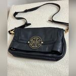 Tory Burch Black Leather Shoulder Bag with Gold Logo Photo 5