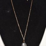 Vintage Stylish 1.5"Jasper Pendant 16" Gold Tone Bar Link Chain Casual Necklace Photo 0