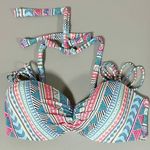 Coco reef Blue Pink Geometric Dots Bikini Swim Bathing Suit Top Swimwear Size 32/34D 💖 Photo 0
