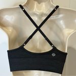 Lululemon  Ebb To Street Bra Size 4 Black Ribbed V Neck Crossback Sporty Yoga Photo 5
