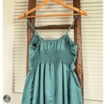 Slip Dress Green Midi Dress with Slit Size S Photo 3