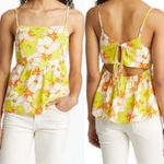 Sanctuary  Linen Blend Floral Cami Top Large Multicolor Square Neck Cut Out NWT Photo 1