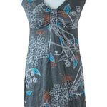 Lole  Gray Multicolor Floral V Neck Midi Dress Organic Cotton Beachwear Casual XS Photo 0