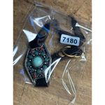 Lucky Brand  Leather Bracelet With Turquoise & Red Accents Adjustable Fit Silver- Photo 2