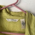 French Laundry Y2k Womens Medium Green Cottage Linen Silk Floral Embroidered Photo 4