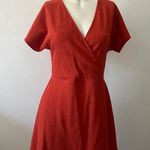 Madewell V neck burnt orange wrap style short sleeve fit and flare midi dress XS Photo 7