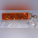 Vigla NWT Orange/White Game Day Football Seed Bead Sequin Keychain Wristlet Orange Photo 2