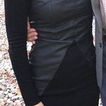 Divided Black Leather Long Sleeve Dress Photo 0