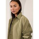 Athleta L Midday Relaxed Shirt Olive Branch Green Large Photo 3