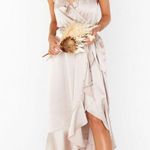 Show Me Your Mumu Samantha Ruffle Wrap Dress Show Me The Ring Luxe Satin M NWT Photo 1