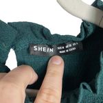 High Ruffle Neck Sleeveless Blouse in Dark Green Size M Size M Photo 4