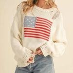 NWT Oversized distressed USA sweater Photo 2