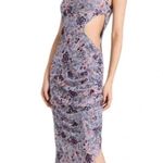 MISA Los Angeles MISA Aries Mesh Cut Out Midi Dress in Feathered Floral Blue Size XL NWT Photo 12