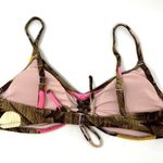 Aerie NWOT Brown Tropical Hawaii Ribbed Cinched Scoop Beach Bikini Top L Photo 4