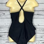 Kona Sol  NWT Size L Black Ruffle High Coverage One Piece Bathing Suit Swimsuit Photo 2