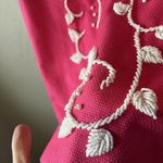 Women’s Vintage 50s Dress Hot Bright Pink Beaded maximalist career preppy retro Photo 8