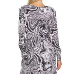 Inner Beauty Black Gray & Ivory Swirl Long Sleeve Ruffle Midi Dress Size Small Photo 3