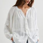 Rails  White Linen‎ Button Up Frances Long Sleeve Top Photo 0