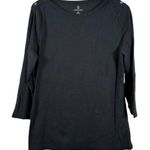 Lands' End  Black 3/4 Sleeve Boat Neck Nautical Blouse Shirt XL EUC #2439 Photo 0