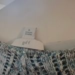 J.Jill Blue and white Open-Textured V-Neck hoodie Sweater Photo 5