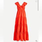 J.Crew Ruffled Scoop Neck Taffeta Maxi Dress Size 6 Sunset Red Orange Photo 9