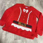 Ugly Christmas Sweater Womens L Santa‎ Suit Sherpa Sequined Fleece Red C0073 Size L Photo 0