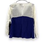 Aryn K  100% Silk Contrast Black, Navy & Cream 3/4‎ Sleeve V Neck Top Sz S Photo 3