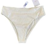 ANDIE NWT Swim The 90s High Waisted Eyelet Embroidered Bikini Bottom S Coconut Photo 0
