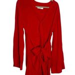 L'Academie Red V Neck Long Bell Sleeve Tie Waist Mini Dress Size Small Photo 0