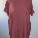 Versona Muted Pink Distressed Hem Boho Blouse Size Large Photo 0