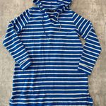 Long beachy casual hoodie striped sweatshirt with pockets lagenlook blue L Size L Photo 1