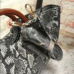 Urban Expression New Urban Expressions Trendy Snake Print Moon Satchel Purse in Neutral Tone Gray Photo 4