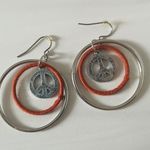 Handmade Boho Festival Peace Sign Dangle Multi Hoop Earrings- Pierced Ears Photo 1