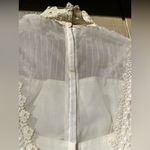 Vintage 1940s Ivory Organza Wedding Dress Appliqué Lace Antique Wedding Photo 10
