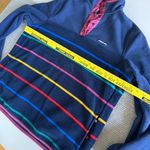Land’s End Heritage Fleece Navy Blue Rainbow Stripe Quarter Snap Sweatshirt M Size M Photo 7