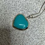 Teal color heart shaped pendant necklace Blue Photo 0