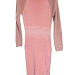 Fore Pink Ribbed Bodycon Midi Sweater Dress Stretch Sexy Mockneck Large Photo 0