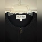 St. John Collection  Knit Zip Front Ribbon Trim Cropped Dark Navy Blue Blazer 6 Photo 6