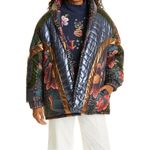 Farm Rio New Banana Leaf Reversible Puffer Jacket Oversized Sz M Photo 9