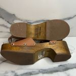 Lulus  | Women's Minimalist Brown Leather Strappy Wooden Willy Clog Sz 8.5 Photo 7