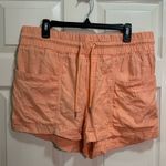 Athleta Women’s Cabo Linen 4" Shorts Elastic Waist Pockets Cactus Peach Size 14 Photo 0