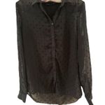 ZARA  Woman Black Sheer Polka Dot Button-Down Blouse Small Witchy Whimsigoth Edgy Photo 0