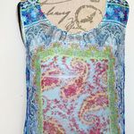 One World  Blouse Top Sz Petite Large Lace Sleeveless Easter Crochet High Low Photo 3